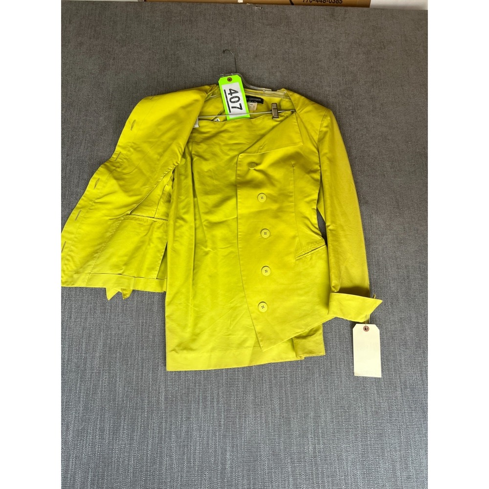 Bill Kaiserman Two-Piece Blazer & Skirt Suit Set Womens 42 Yellow Slik Blend